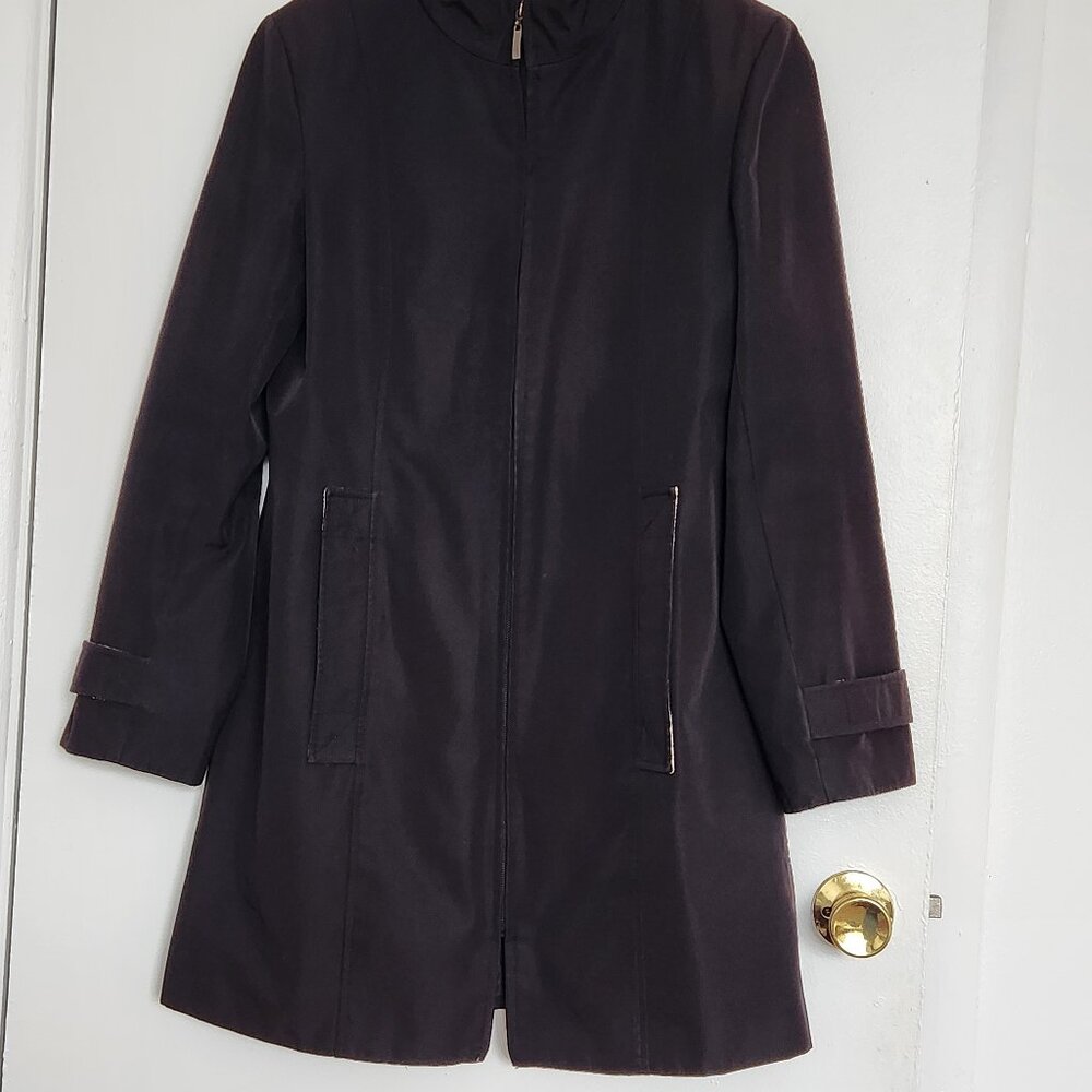 Women Trench Coat, David Barry, Black hooded , Size 6 US